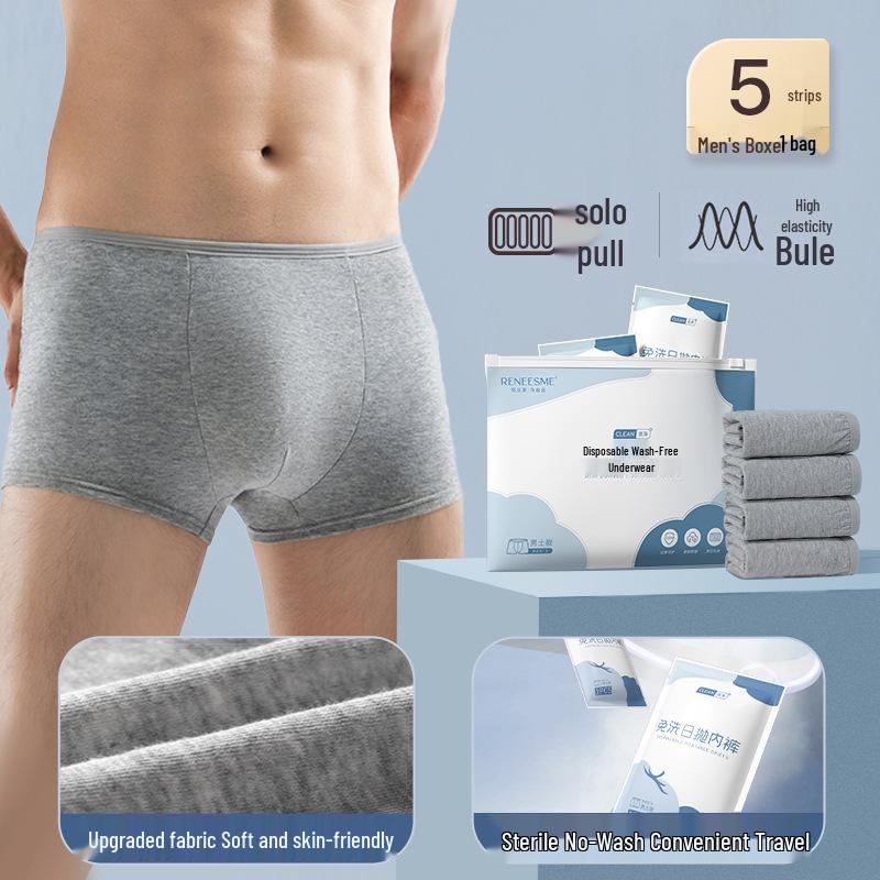 Men's Wash-Free Disposable Polyester Cotton Travel Briefs - Plus Size Four-Corner Shorts