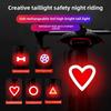 Светодиодный велосипедный фонарь в форме сердца, перезаряжаемый через USB, задний фонарь для велосипеда, водонепроницаемый задний фонарь для горного велосипеда, 5 режимов, велосипедный ночной предупреждающий фонарь безопасности