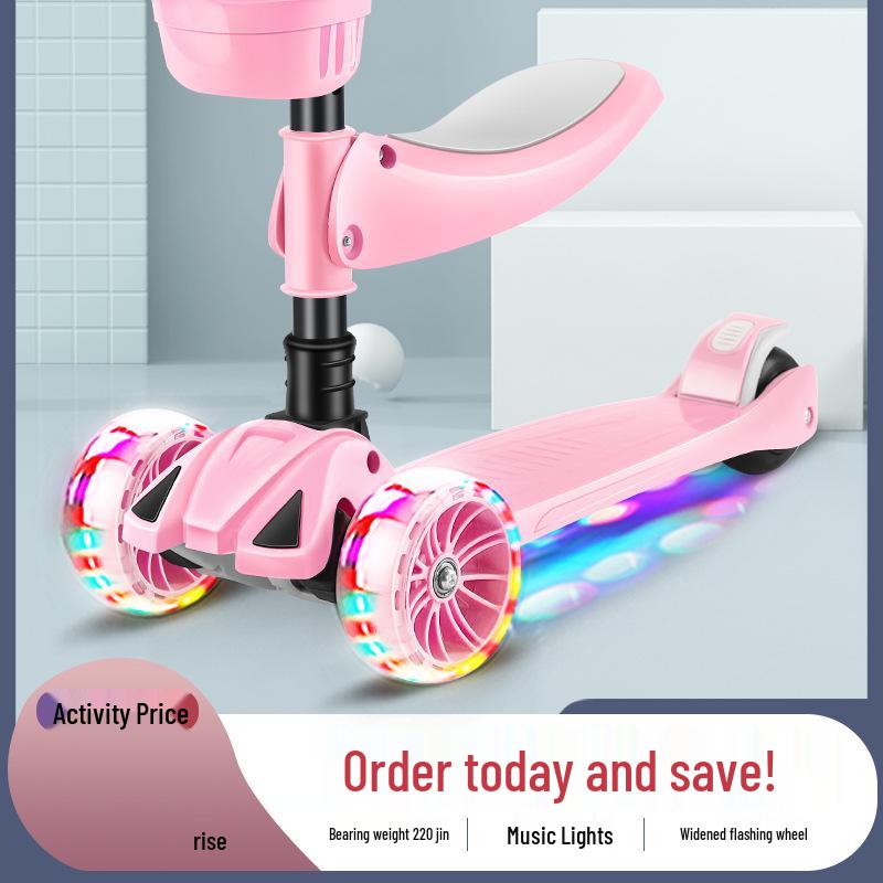 Three-in-One Foldable Children's Scooter with Flashing Pedal