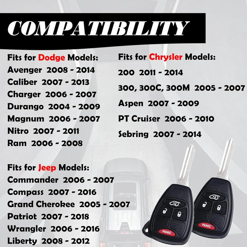Замена брелока MechanMagic подходит для Chrysler 300 2005-2007 Sebring 200 Aspen Dodge Charger Avenger Jeep Commander Grand Cherokee 2005-2007