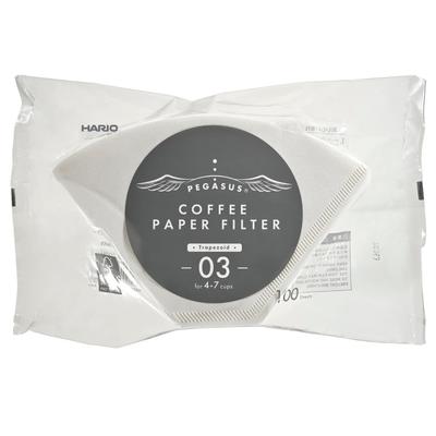 Бумажный фильтр для кофе Pegasus 03 Вт, белый, на 4–7 чашек, 100 шт., производство Япония PEF-03-100W
