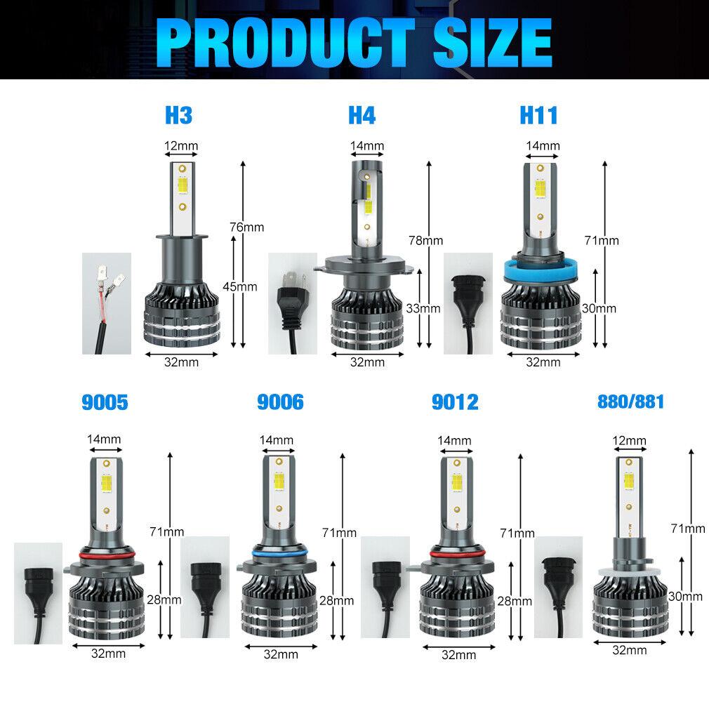 2 шт. H4 светодиодные фары H11 Canbus 20000Lm 6000K 4300K ​​3000K 3 меняющие цвет передние лампы H8 9005 HB3 9006 HB4 9012 Hir2 H27 880 881 автомобильные противотуманные фары