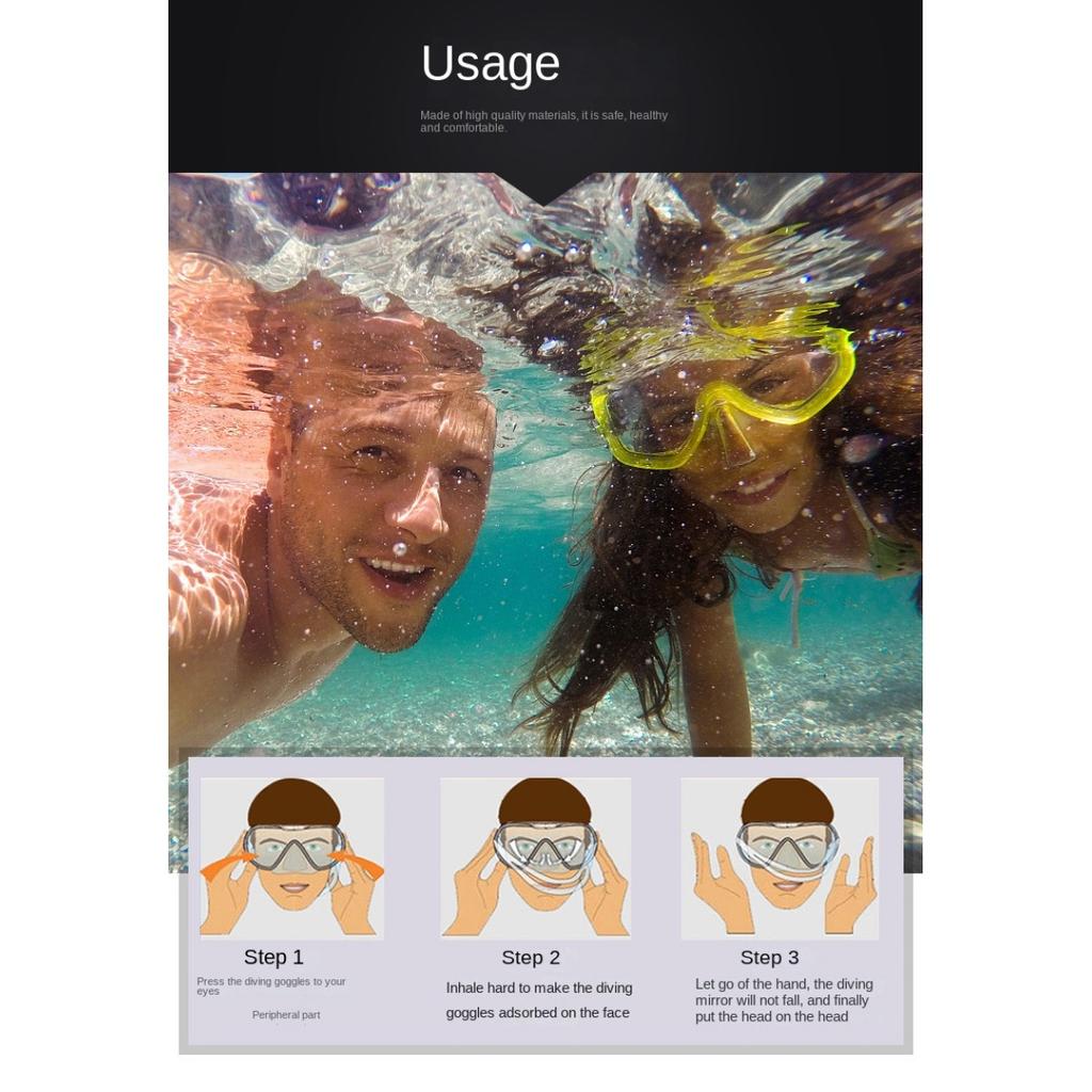 Зеркало для дайвинга с большой рамкой, набор дыхательных трубок, унисекс, водонепроницаемое и противотуманное, с силиконовой поверхностью, зеркало, плавающая маска для дайвинга