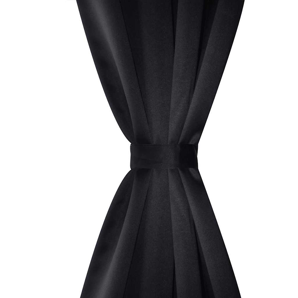Blackout Curtains with Metal Rings 135 x 245 cm Black