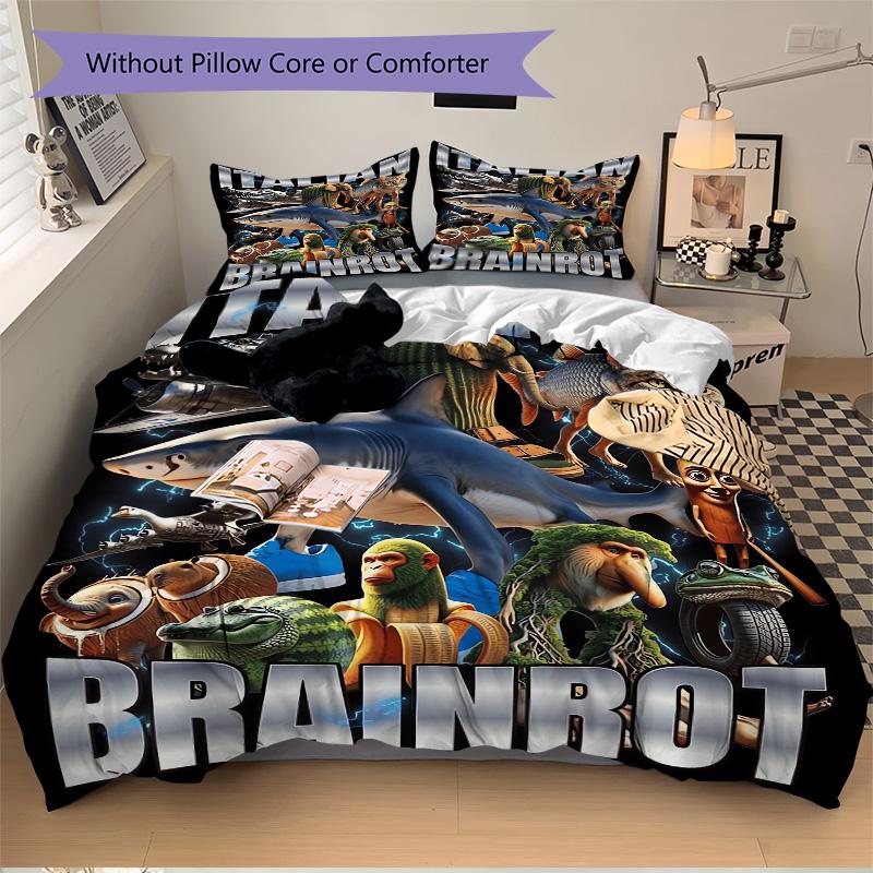 Wild Animal Collage Artwork Print 3Pcs Bedding Setduvet Cover With 2 Bedropillowcase Home Birthday Gift