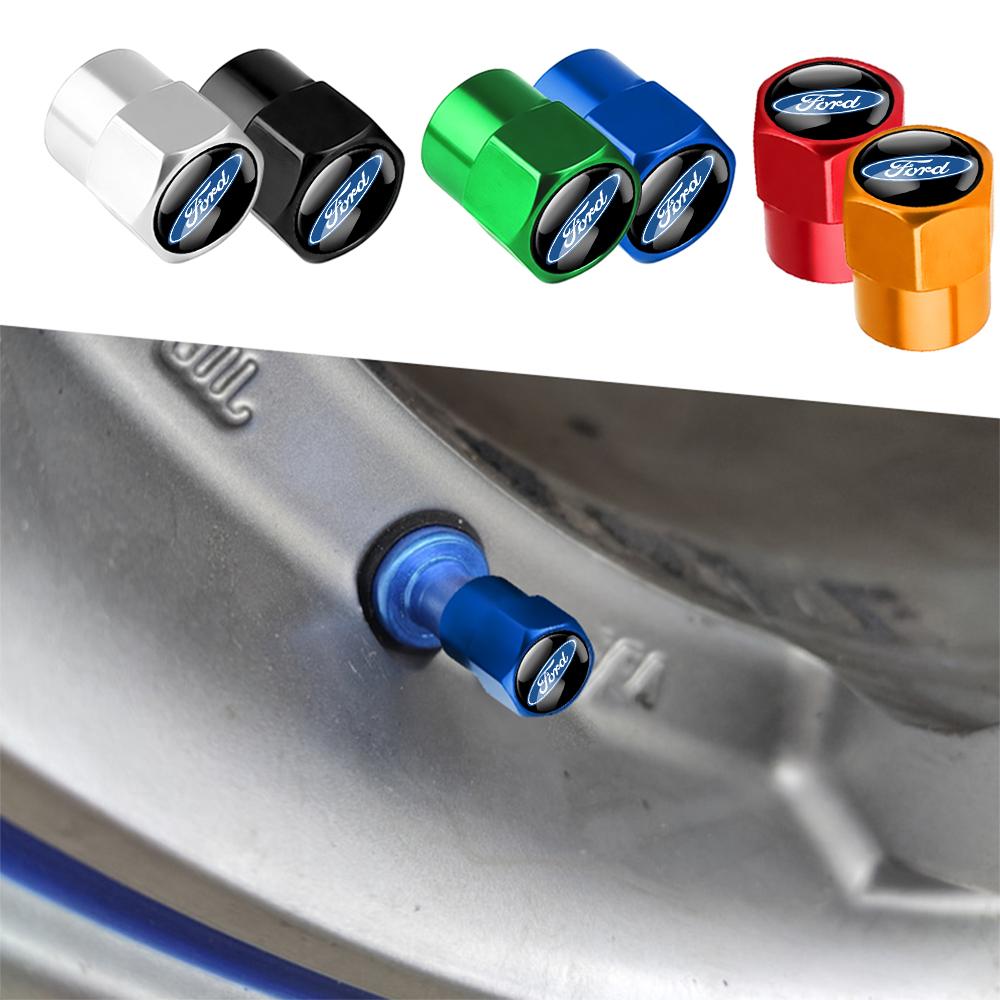 4Pcs Car Tire Valve Covers Dust Emblem Caps Accessories For Ford Fiesta Focus 2 Mondeo ST mk4 Mustang Ranger Kuga S-MAX Transit