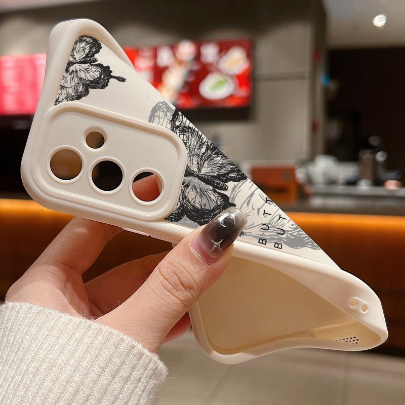 INS Ретро Чехол-бабочка из силикона для Samsung Galaxy S25 Edge S24 S23 S22 Ultra S24 FE A55 A56 A15 A16 A35 A54 A25 5G Мягкий чехол