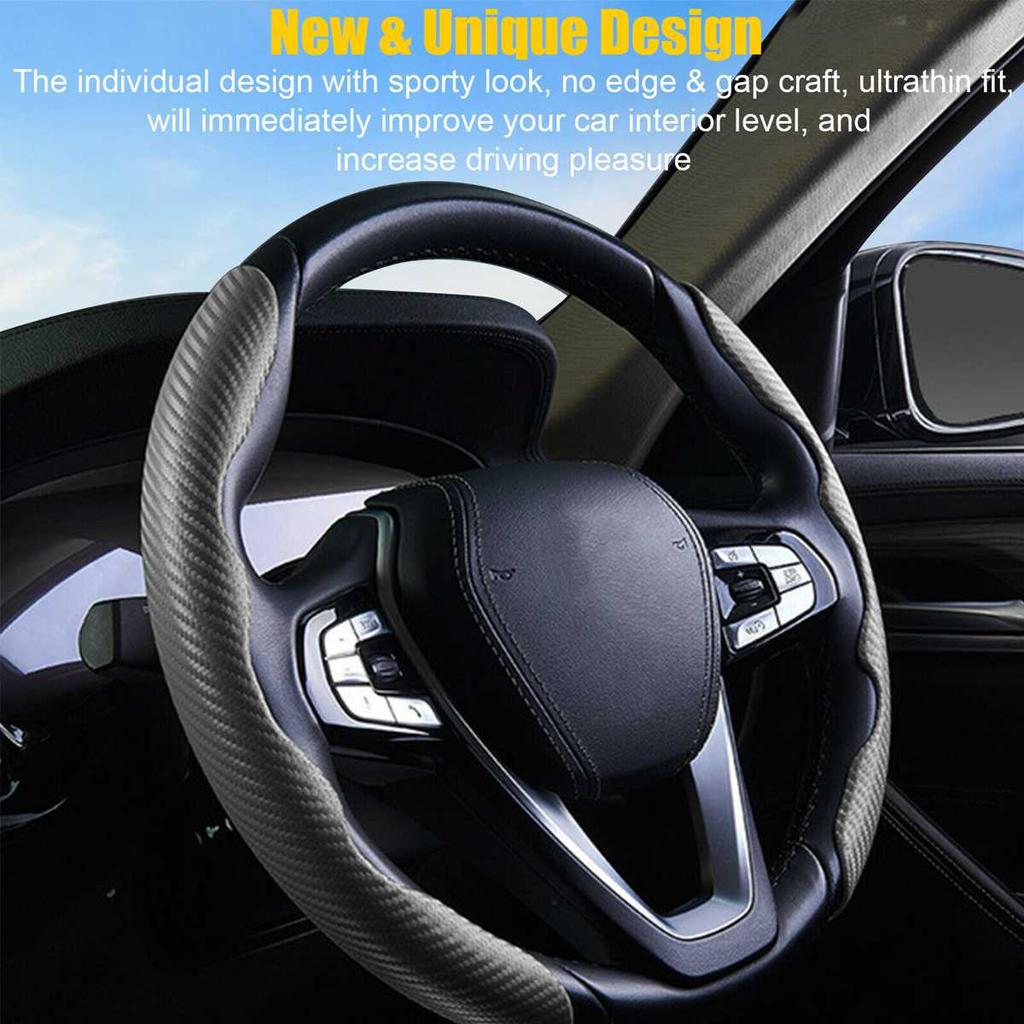 1 пара автомобильных чехлов на руль 38 см, противоскользящий карбоновый черный чехол из АБС-пластика, усилитель рулевого колеса, аксессуары для авто