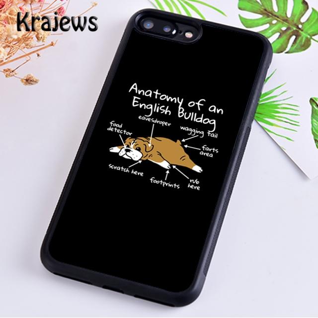 Krajews Anatomy Of A English Bulldog Phone Case Cover For iPhone 17 Air 16 15 14 plus 11 12 13 pro max coque Fundas