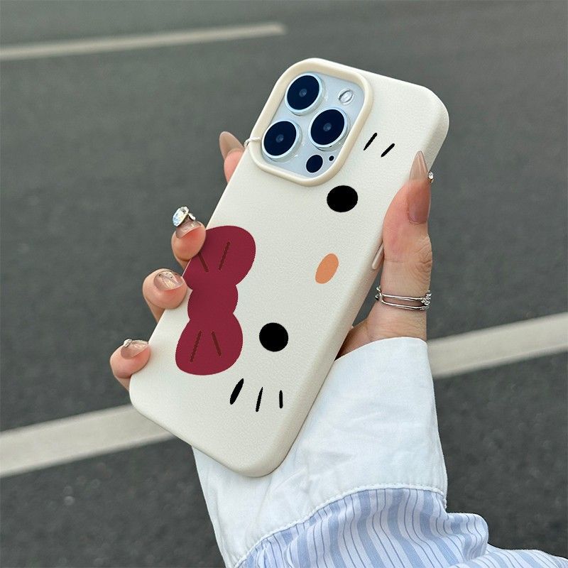 Милый японский котенок с бантом подходит для iPhone 11/11 Apple 11 кожаный узор мягкий чехол 11 противоударный