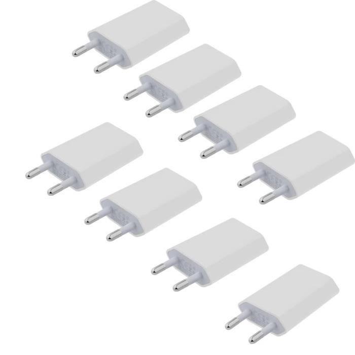 Prise UE blanche - Chargeur Mural De Voyage Usb 5v 1a, 10 Pièces, Adaptateur De Charge Pour Apple Iphone Xs M