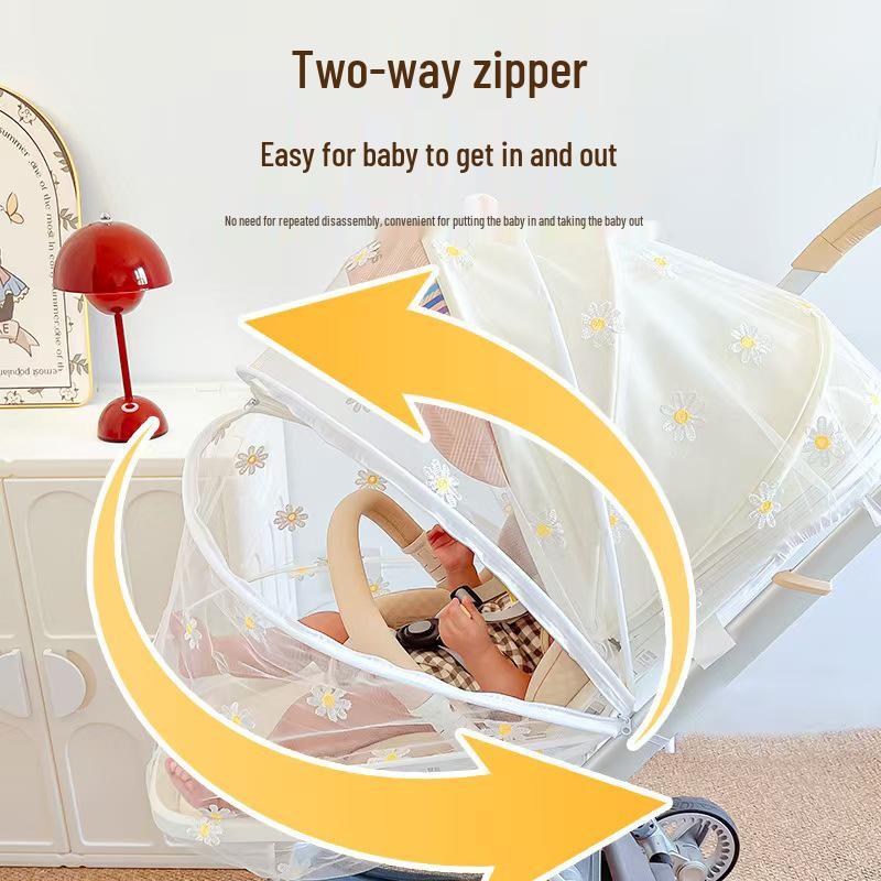 Universal Full-Cover Baby Stroller Mosquito Net - Enlarged, Dense, Anti-UV Protection for High View Strollers