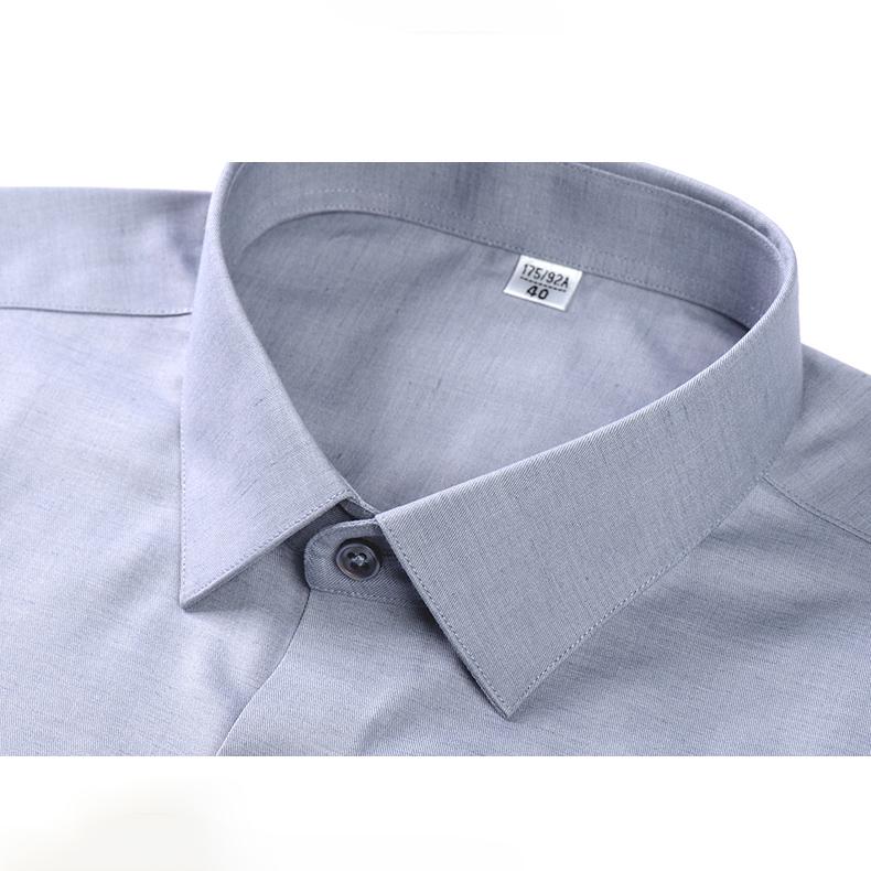 High Quality Modal Linen Business Mens Formal Shirts Long Sleeve Elastic Solid Comfortable Male Dress Shirt