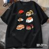 Kawaii Cute Cat Sushi T-shirt Women's Y2k Summer Casual Short Sleeved Cute Daily T-shirt Cartoon Printed Women's Clothing