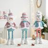 Retractable Santa Snowman Reindeer Plush Doll Set Blue Pink Christmas Decorations for Window Display Home Party