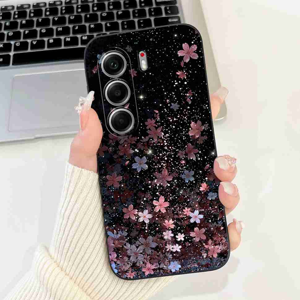 For Tecno Camon 40 Pro 5G Case Fashion Flower Cute Rabbit Soft Silicone Cover For Tecno Camon 40Pro 5G 6.78" Bumper Phone Cases