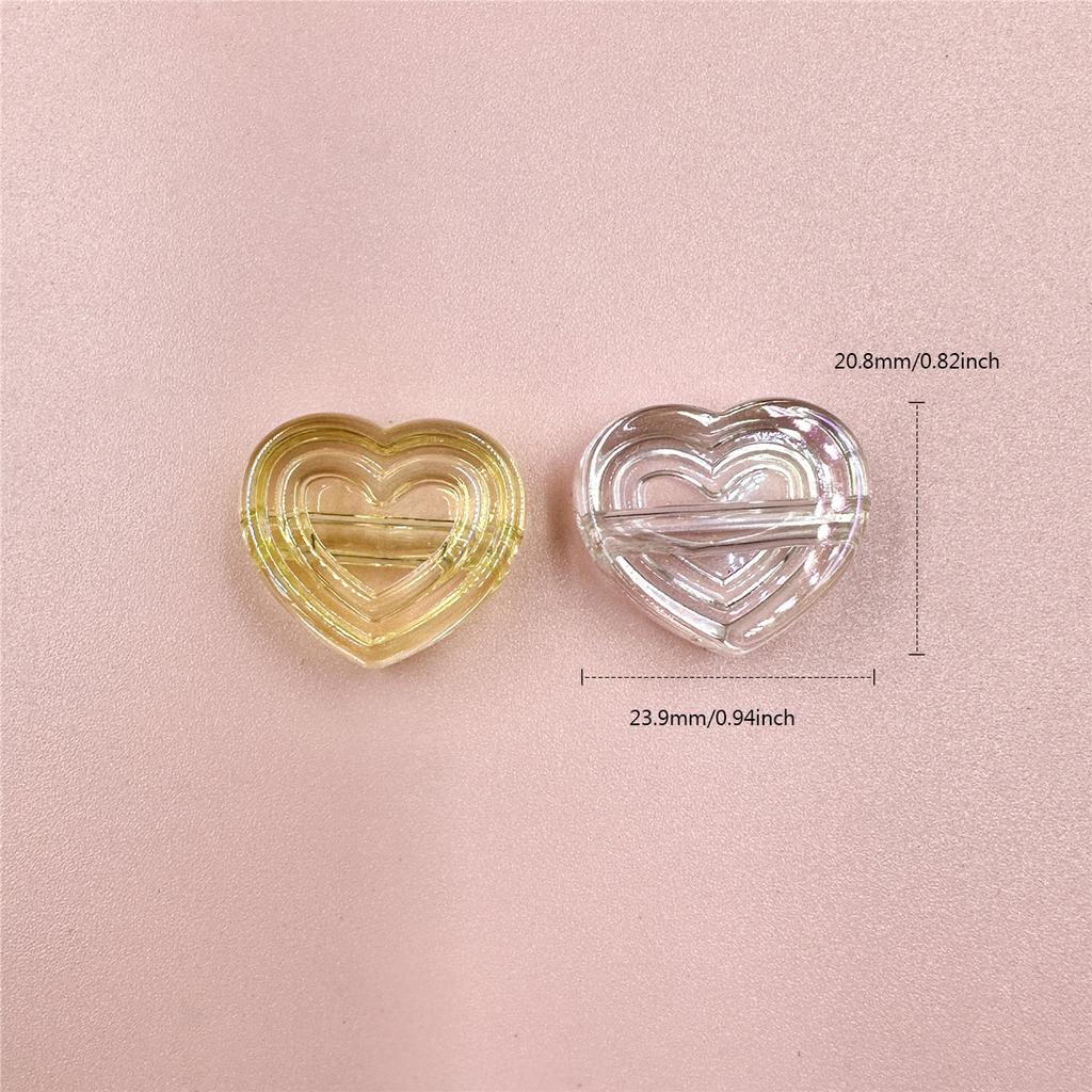 High Quality Creative Handmade Material DIY Making Accessories Spacer Loose Beads 12Pcs 23.9mm*20.8mm with Hole 6 Colors Acrylic Peach Heart
