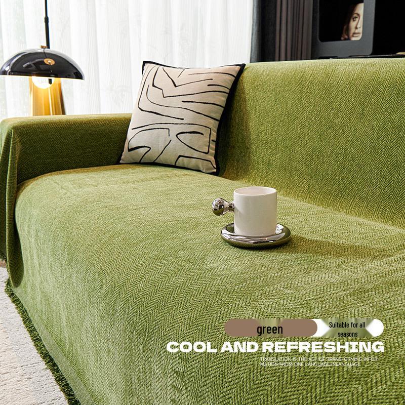 Современный минималистичный чехол на диван из шенилла в елочку, всесезонное нескользящее одеяло