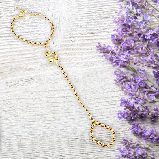 Рабский браслет Змеиный дизайн Регулируемый женский браслет с кольцом на палец