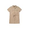 Solid Color Lace-Up Single-Breasted Outdoor Casual Work Waterproof Short Sleeve Dress Women Dress Light-Earth A6AEH-269