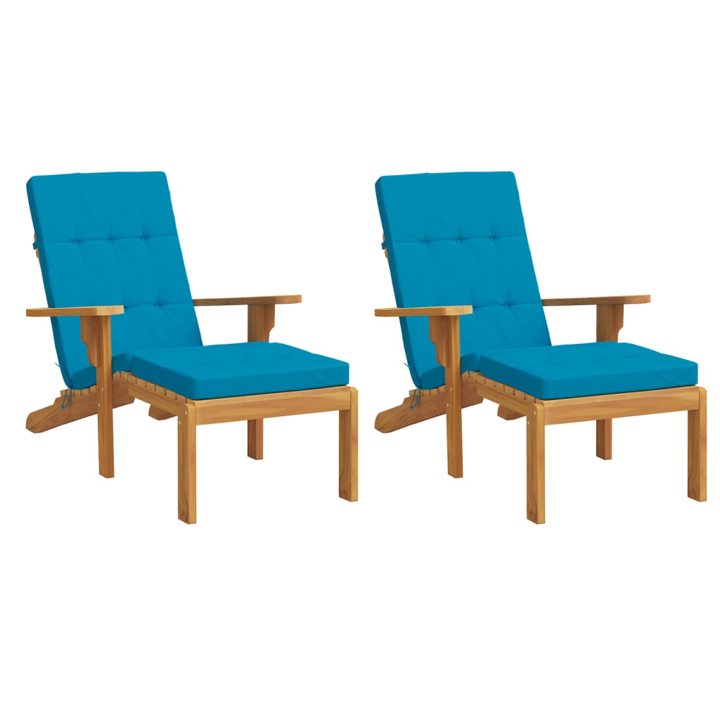 2 Piece Lounge Chair Cushions Light Blue Oxford Fabric
