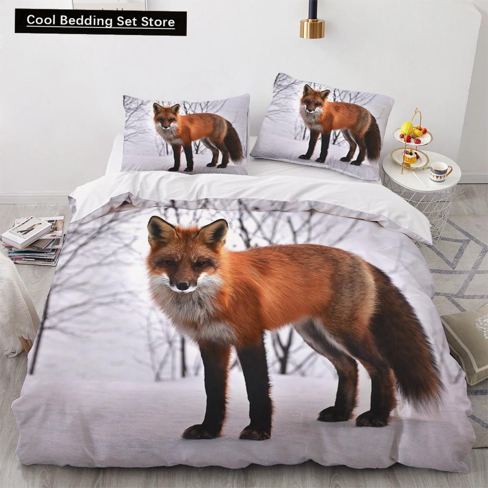 Постельное белье Животное Лиса Размер Кинг Квин 3D Милый Оранжевый Фенек Пододеяльник для Детей Подростков Взрослых Декор Спальни Покрывало