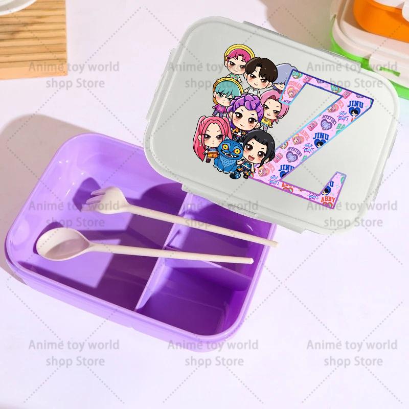 26letters KPop Demon Hunters Lunch Box Girl Boy Portable Bento Boxs Student Hermetic Food Crisper Single Layer Capacity Kid Gift