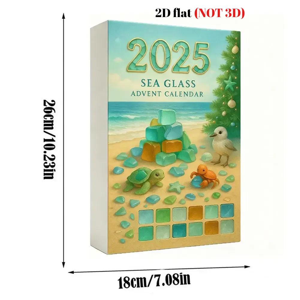 Календарь Адвента «Рождественская елка из морского стекла», 24 дня праздничных сюрпризов на морскую тематику, 2D акриловый плоский декор ручной работы на морскую рождественскую тематику,