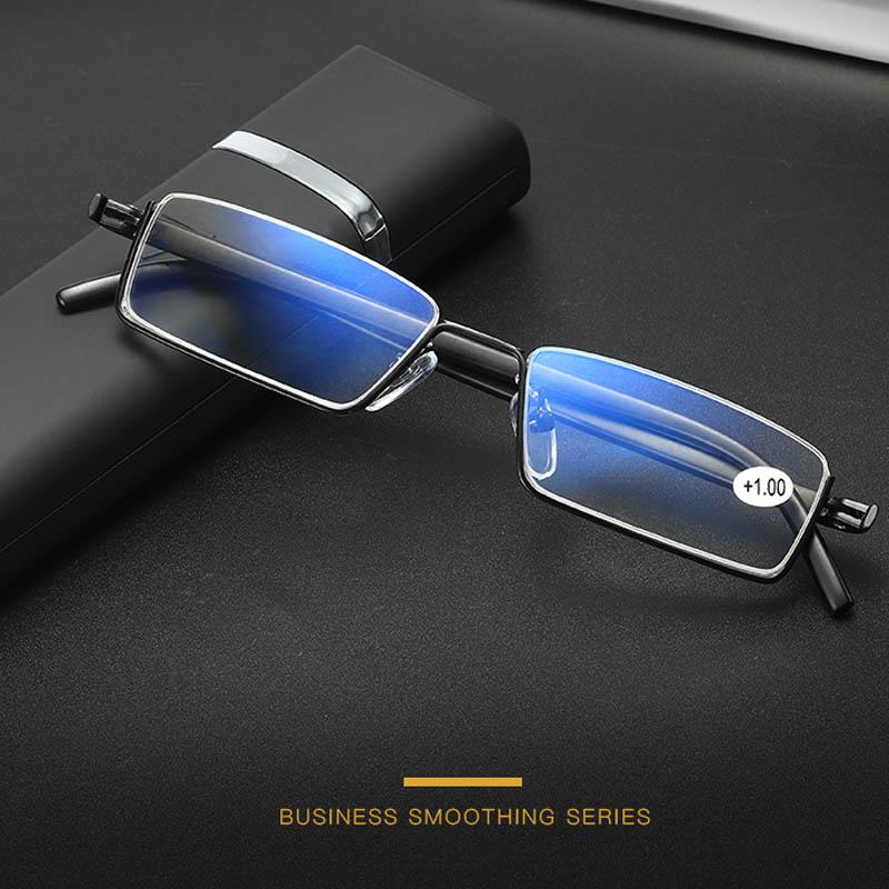 Anti -Blue Light Reading Glasses Tr90 Metal Half Frame Men Prescription Eyeglasses Male Eyewear With Case Diopter +1 .0 To +6 .0