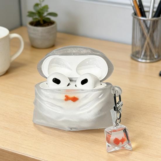 Креативный чехол-рыбка для наушников AirPods Прозрачная ПВХ крышка Ударопрочная устойчивая к царапинам оболочка для наушников Уникальный подарок для подростков и взрослых