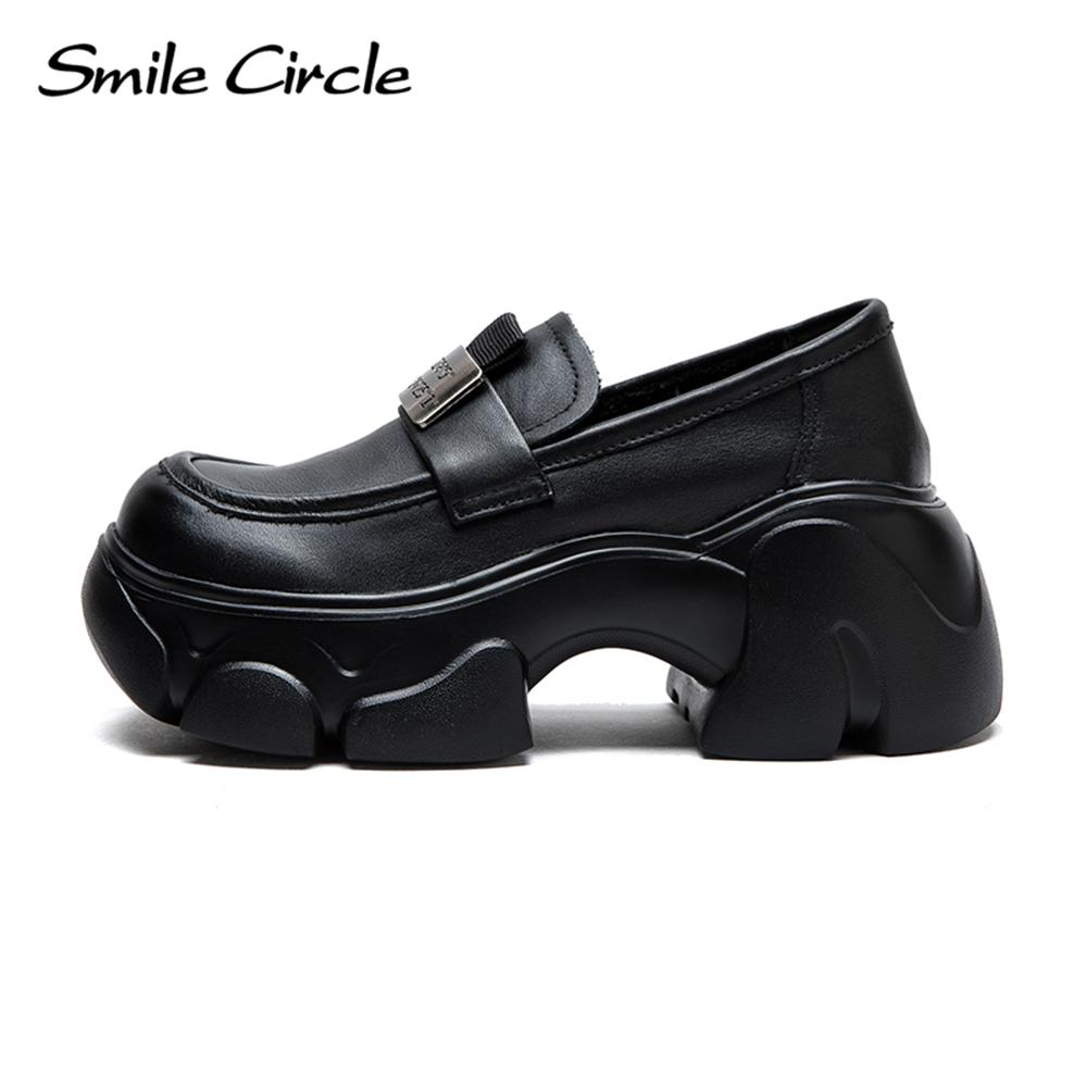 Женские лоферы из натуральной кожи увеличенной высоты с толстой подошвой, модная повседневная обувь Мэри Джейн в стиле ретро