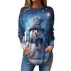 Женская свободная футболка с круглым вырезом и рождественским принтом, длинный рукав, пуловер, толстовка с длинными рукавами