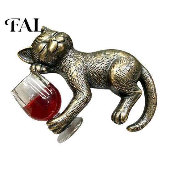 Unique Housewarming Present Drunken Cat Statue Planter Hanger, Whimsical Flower Pot Ornament, Decorative Kitten Figurine Resin Cute for Edge