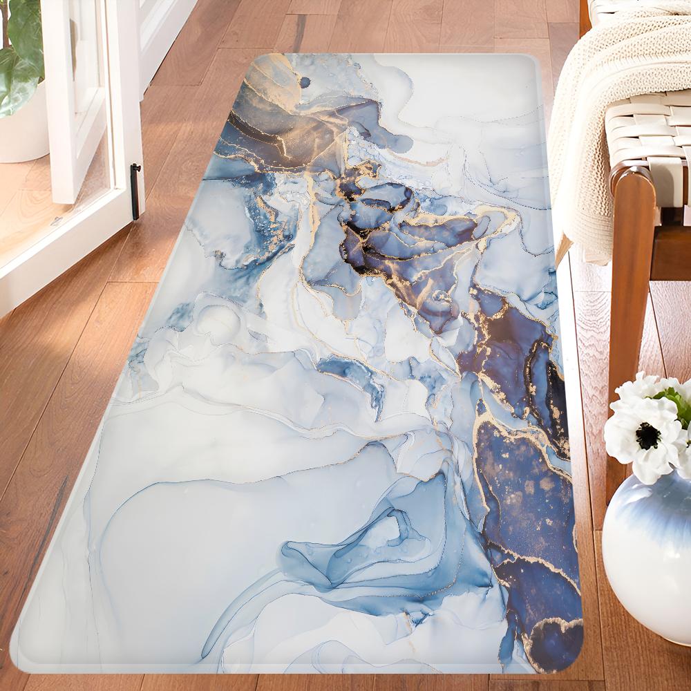 Цвет Синий Золотой Белый Мрамор Ковер для Прихожей Нескользящий Коврик для Прачечной Декор для Прачечной Балкон Детская Гостиная Туалетный Коврик