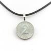 Stones and Minerals. Austria 2 Groschen Coin Necklace Black Cord.