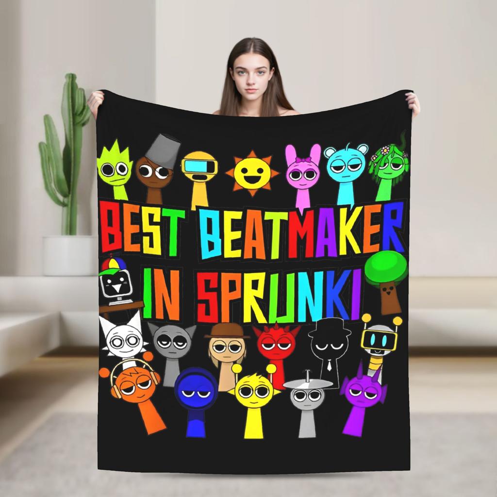 Пледы с персонажами Sprunki Фланелевые Забавные Дышащие Пледы для Дома Все Сезоны