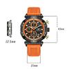 Men's Three Eye Timing Calendar Dial Fashionable Multifunctional Quartz Wristwatch Waterproof Silicone Strap Luminous Student Sports Watch
