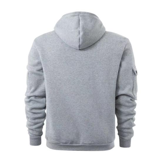 Мужское пальто с капюшоном и длинными рукавами, толстовка с капюшоном, однотонная, с несколькими карманами, плюшевая подкладка, толстая, теплая