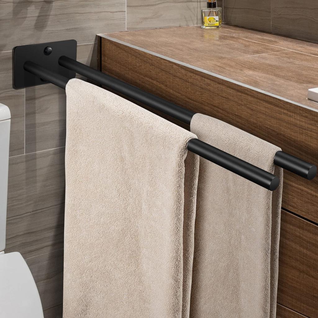 Stainless Steel Bathroom Towel Rack Wall Mounted Double Rod Towel Bar Shower Towel Holder Bathroom Organizer Household Items