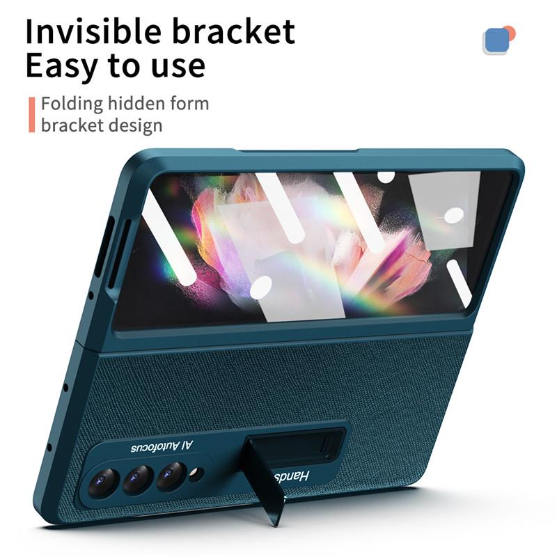 Раздвижной регулируемый шарнирный чехол для Samsung Galaxy Z Fold 4, простой, полная защита, подставка, чехол со стеклом экрана