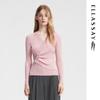 Women's 2024 Autumn Merino Wool V-Neck Pleated Waist Knit Sweater