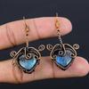 Labradorite 999 Copper Wire Wrapped Earrings, Handmade Gemstone Earrings Jewelry, Gifts For Wife Brand New Earrings