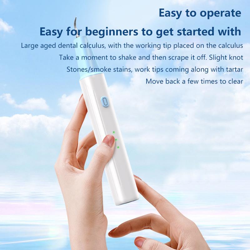 Ultrasonic Dental Calculus Scaler Cleaner Tooth Cleaning Tools Set With Auxiliary Light IPX5 Waterproof 3PCS Replacement Cleaner