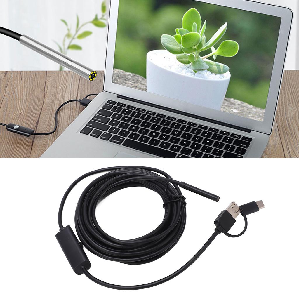 Эндоскоп 5,5 мм 3-в-1 USB Камера-бороскоп IP67 Водонепроницаемый для инспекции и обслуживания 1 м / 3,28 фута