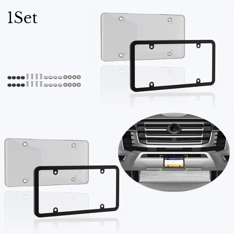 1Set Cross border modification of US standard license plate frame, transparent license plate frame, plastic metal