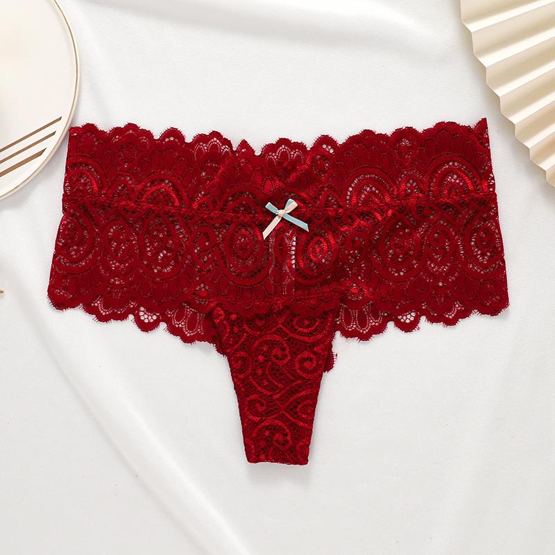 Women Middle Waist Lace Panties Boxer T-back Thongs Ladies G-String Underpants