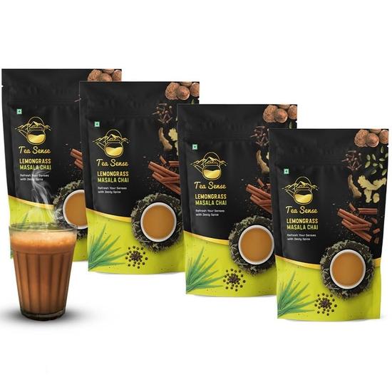Tea Sense Lemongrass Masala Chai|Zesty Spicy Blend|Assam Ctc,Ginger,Cardamom,Clove,Cinnamon,Nutmeg,Black Pepper|Chaipatti,Tea Powder,800 Gram
