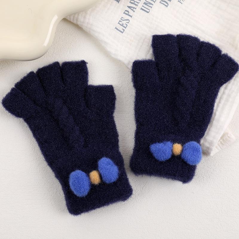 Детские плюшевые митенки с бантиком в корейском стиле - Теплые и милые для осени/зимы