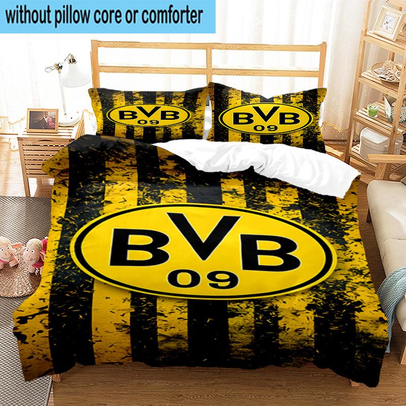 3pcs Borussia Dortmund Printed Bedding Set Duvet Cover Closure Includes 1 Duvet Cover & 2 Pillowcases Bedding Sets Home Decor Gifts