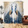 2 Pieces Of Golden Peacock Printed Curtains, Pole Bag Curtains, Home Decoration, Room Decoration